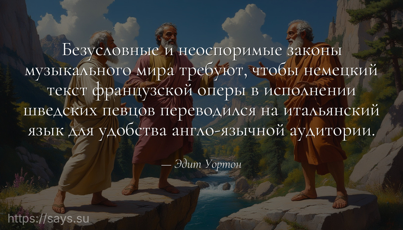 Безусловные и неоспоримые законы музыкального мира требуют, чтобы немецкий текст французской оперы в исполнении шведских певцов переводился на итальянский язык для удобства англо-язычной аудитории.