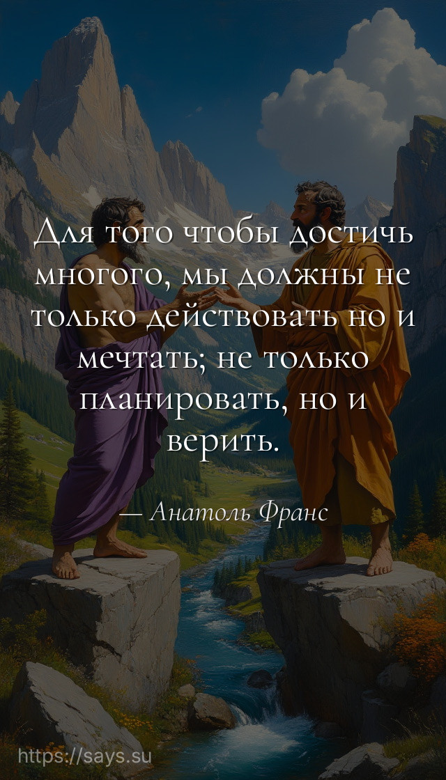 Для того чтобы достичь многого, мы должны не только действовать но и мечтать; не только планировать, но и верить.
