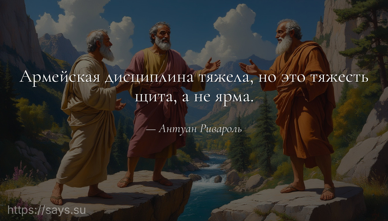 Армейская дисциплина тяжела, но это тяжесть щита, а не ярма.
