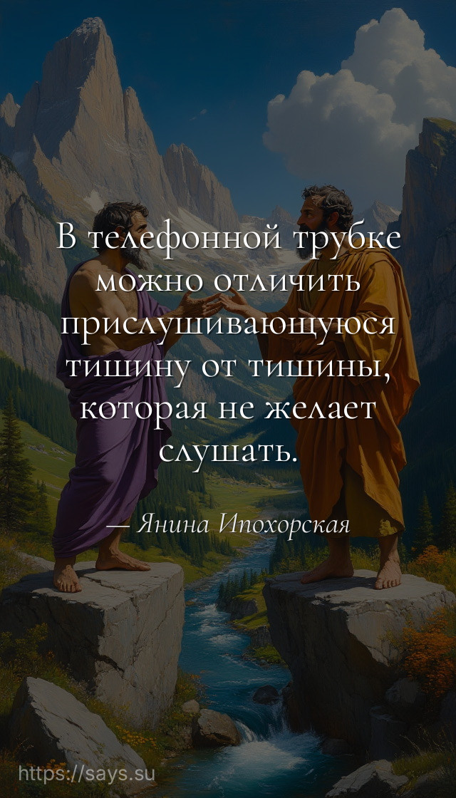 В телефонной трубке можно отличить прислушивающуюся тишину от тишины, которая не желает слушать.