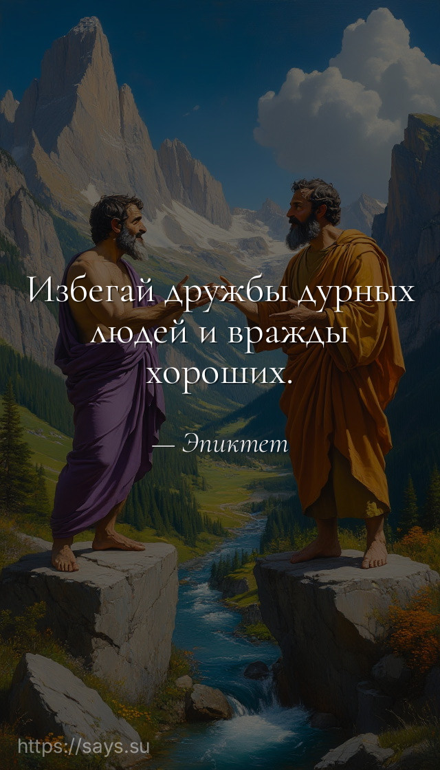 Избегай дружбы дурных людей и вражды хороших.