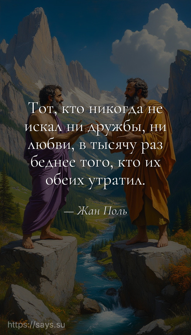 Тот, кто никогда не искал ни дружбы, ни любви, в тысячу раз беднее того, кто их обеих утратил.