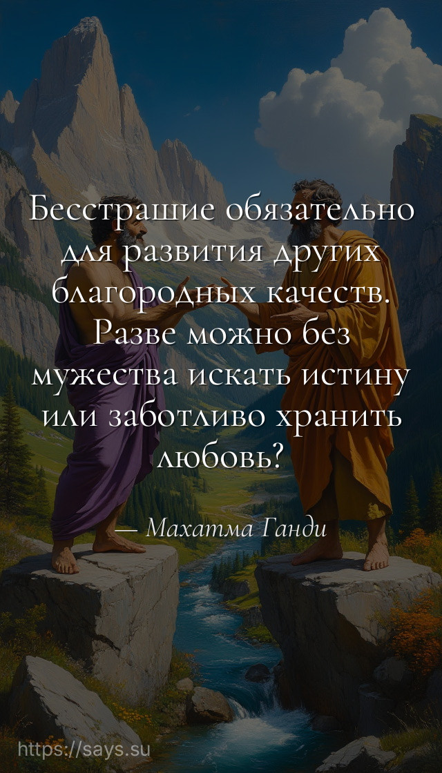 Бесстрашие обязательно для развития других благородных качеств. Разве можно без мужества искать истину или заботливо хранить любовь?