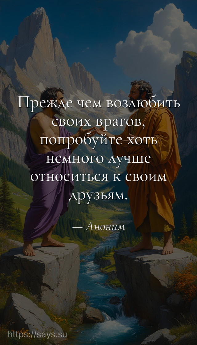 Прежде чем возлюбить своих врагов, попробуйте хоть немного лучше относиться к своим друзьям.