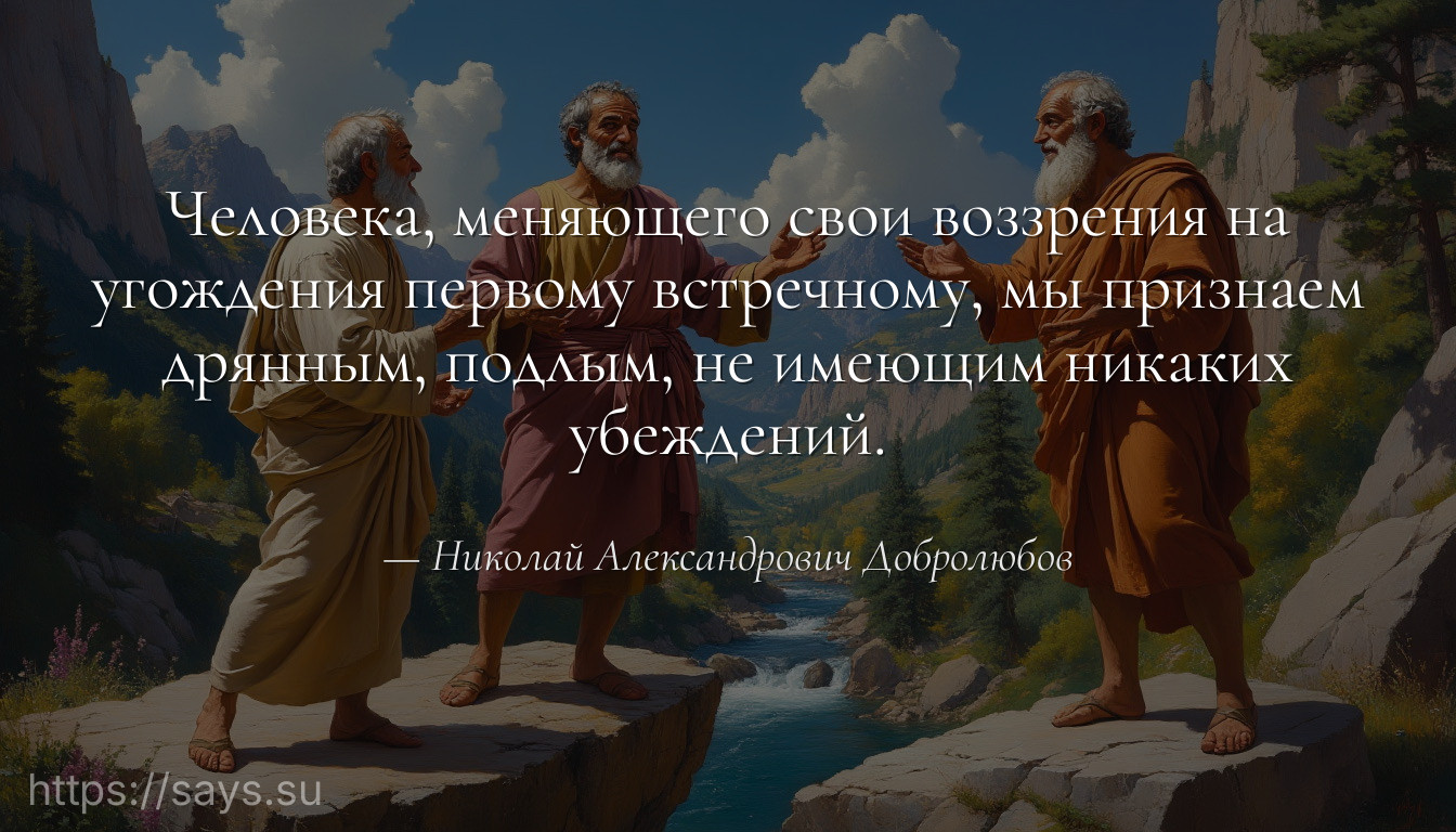 Человека, меняющего свои воззрения на угождения первому встречному, мы признаем дрянным, подлым, не имеющим никаких убеждений.