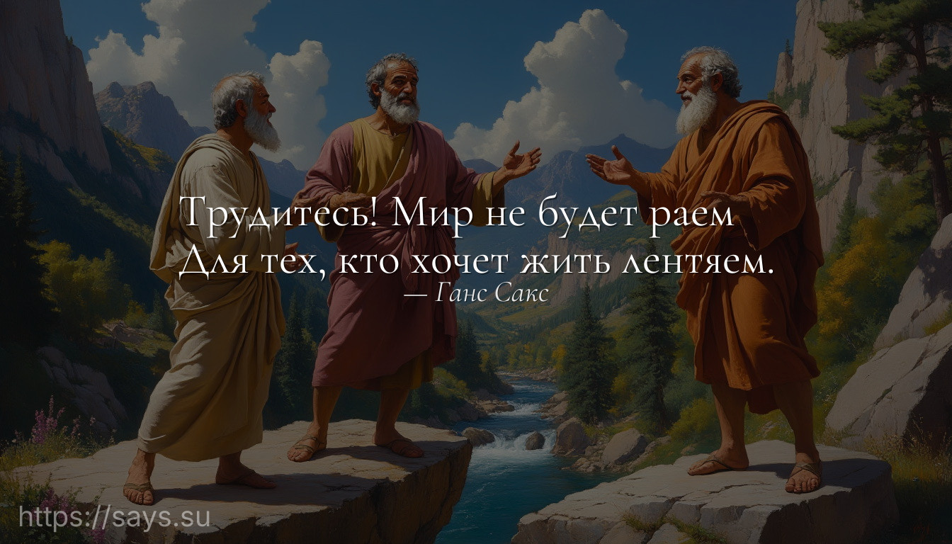 Трудитесь! Мир не будет раем <br />Для тех, кто хочет жить лентяем.