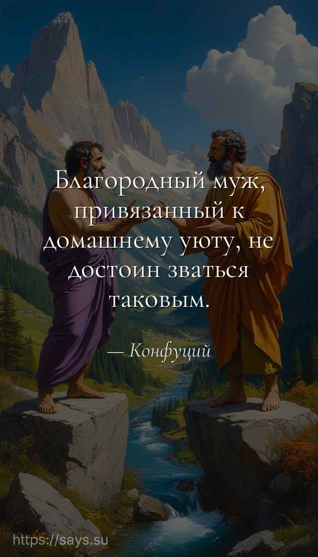 Благородный муж, привязанный к домашнему уюту, не достоин зваться таковым.