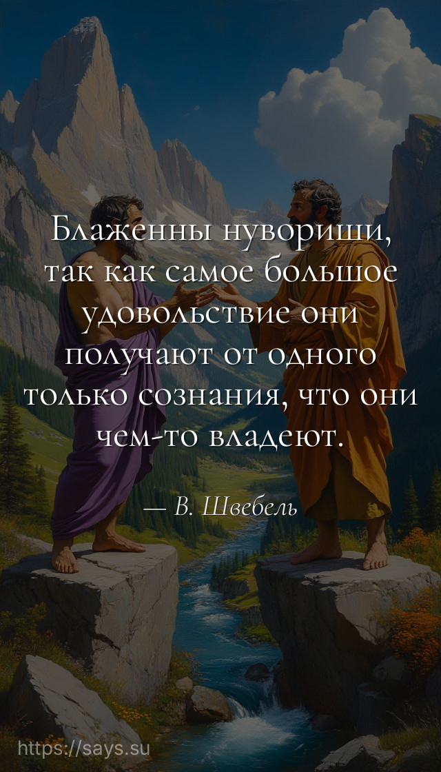 Блаженны нувориши, так как самое большое удовольствие они получают от одного только сознания, что они чем-то владеют.