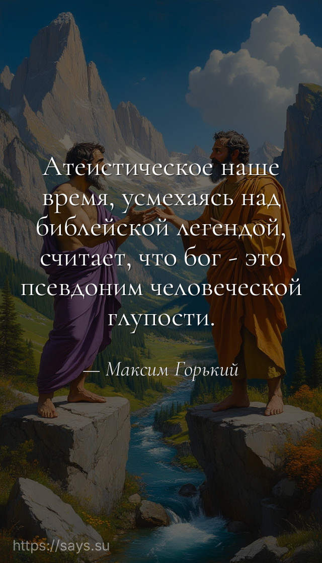 Атеистическое наше время, усмехаясь над библейской легендой, считает, что бог - это псевдоним человеческой глупости.