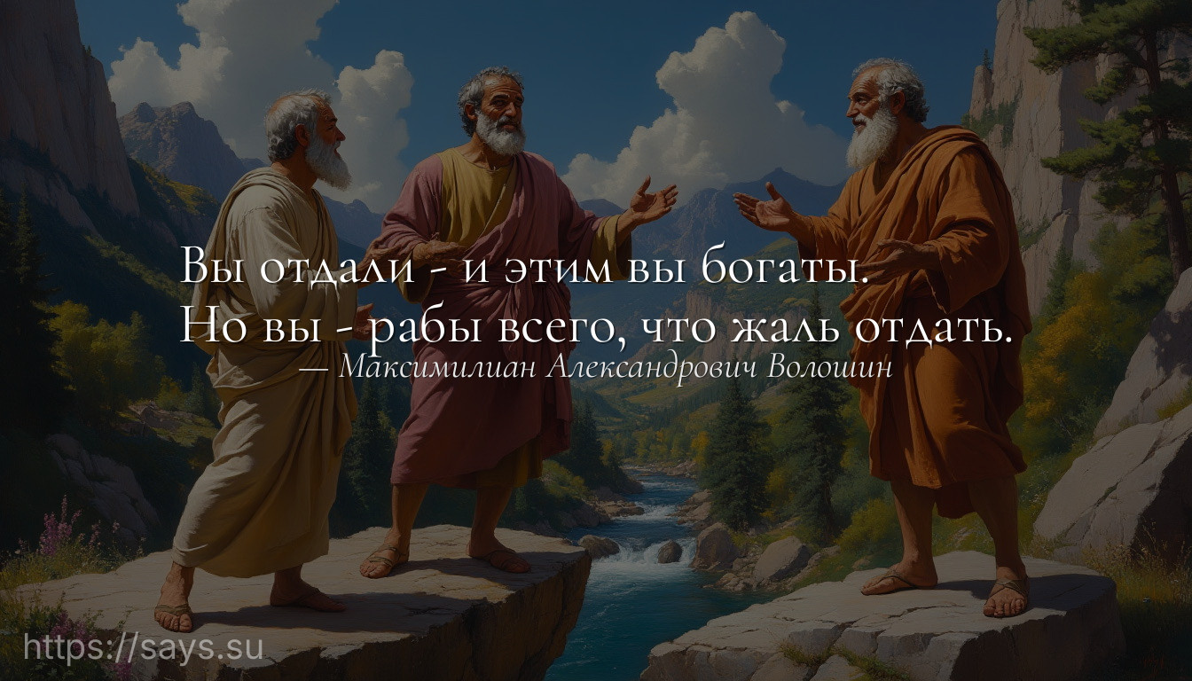 Вы отдали - и этим вы богаты. <br />Но вы - рабы всего, что жаль отдать.