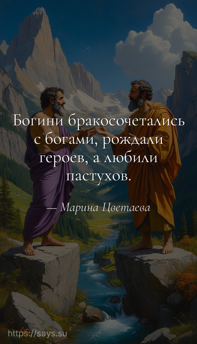 Богини бракосочетались с богами, рождали героев, а любили пастухов.