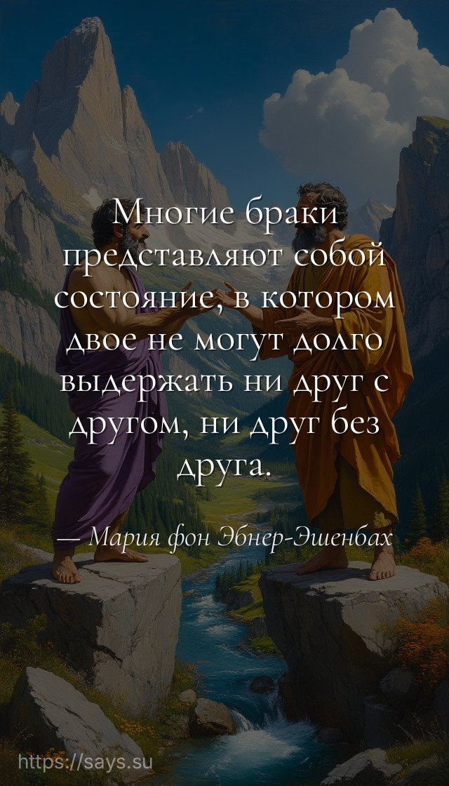 Многие браки представляют собой состояние, в котором двое не могут долго выдержать ни друг с другом, ни друг без друга.