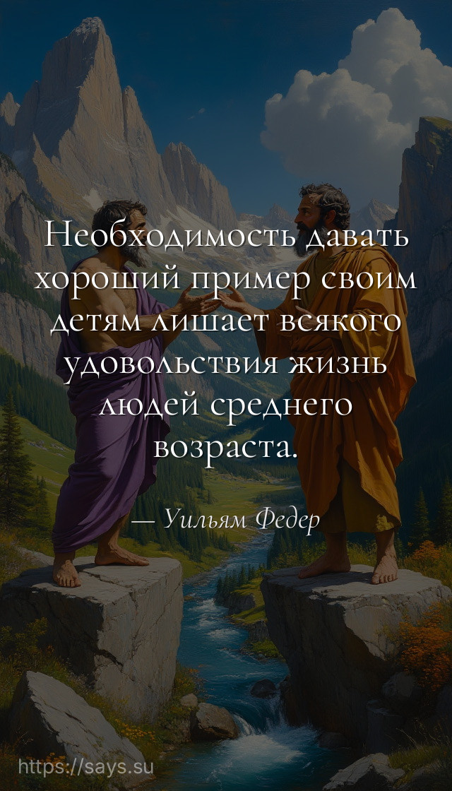 Необходимость давать хороший пример своим детям лишает всякого удовольствия жизнь людей среднего возраста.
