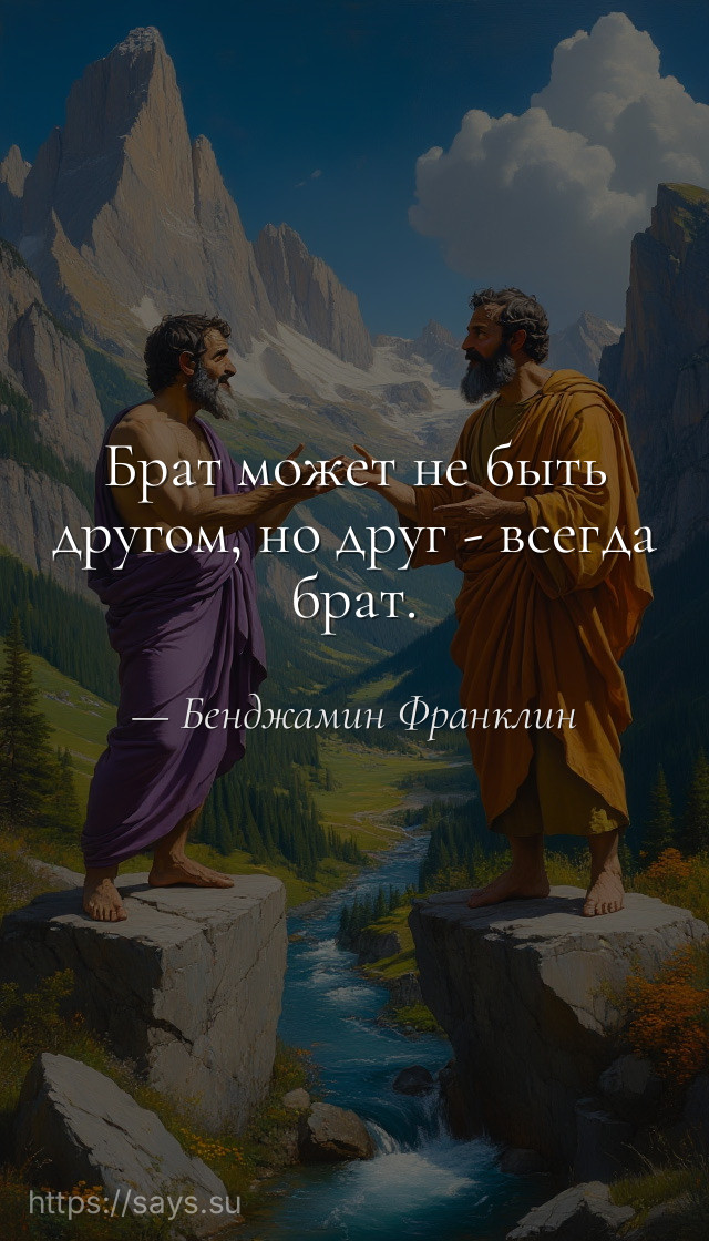 Брат может не быть другом, но друг - всегда брат.