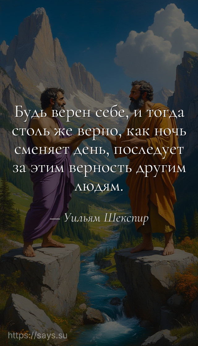 Будь верен себе, и тогда столь же верно, как ночь сменяет день, последует за этим верность другим людям.