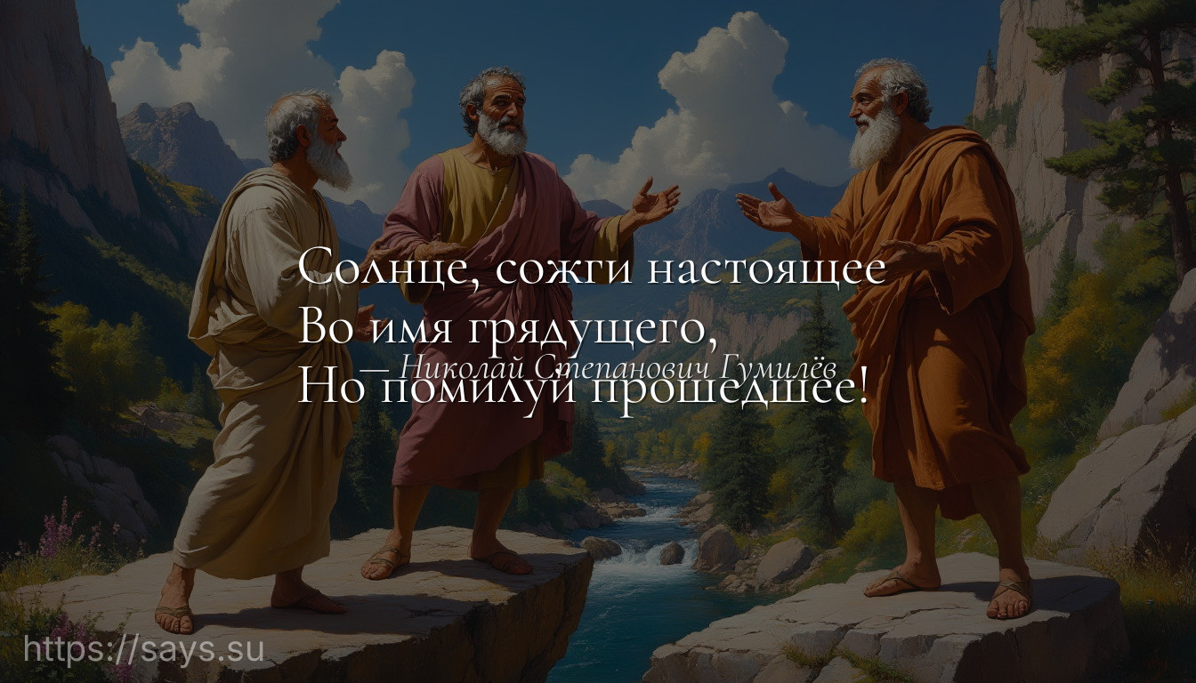 Солнце, сожги настоящее <br />Во имя грядущего, <br />Но помилуй прошедшее!