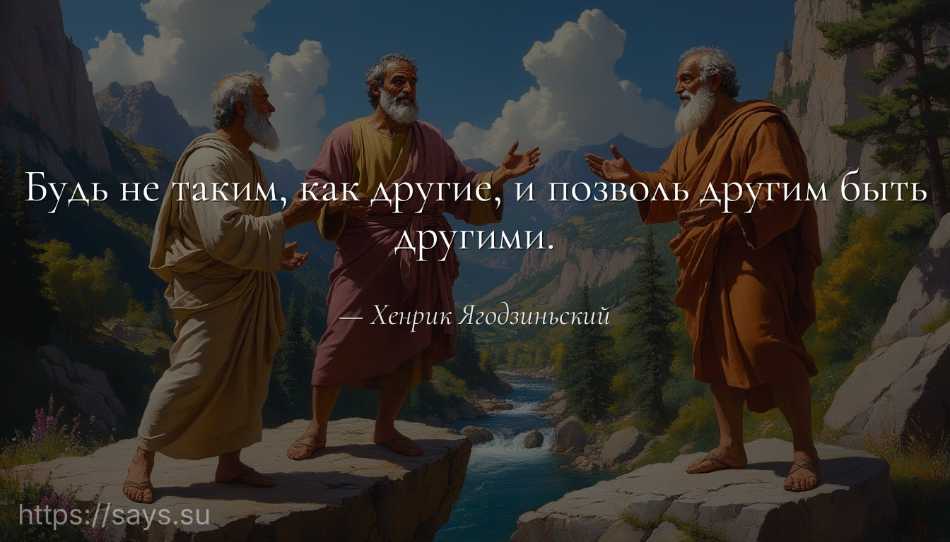 Будь не таким, как другие, и позволь другим быть другими.