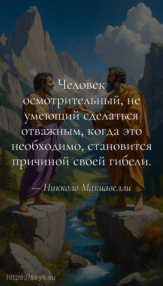 Человек осмотрительный, не умеющий сделаться отважным, когда это необходимо, становится причиной своей гибели.