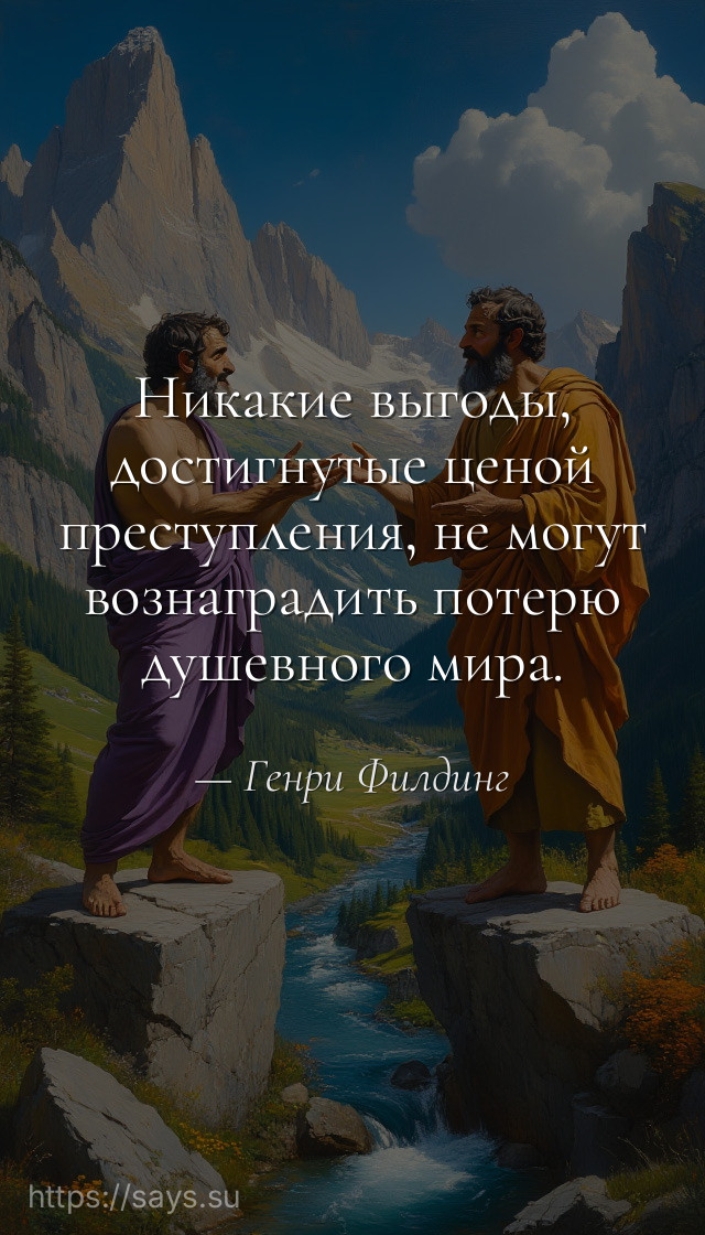 Никакие выгоды, достигнутые ценой преступления, не могут вознаградить потерю душевного мира.