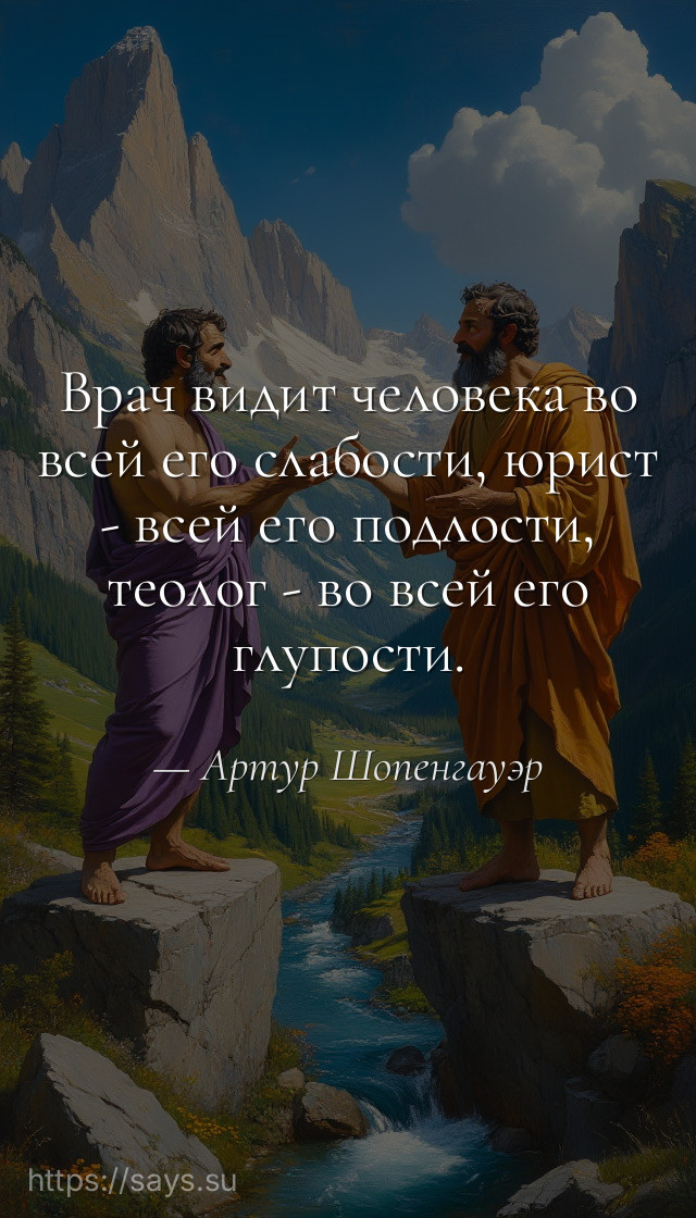 Врач видит человека во всей его слабости, юрист - всей его подлости, теолог - во всей его глупости.
