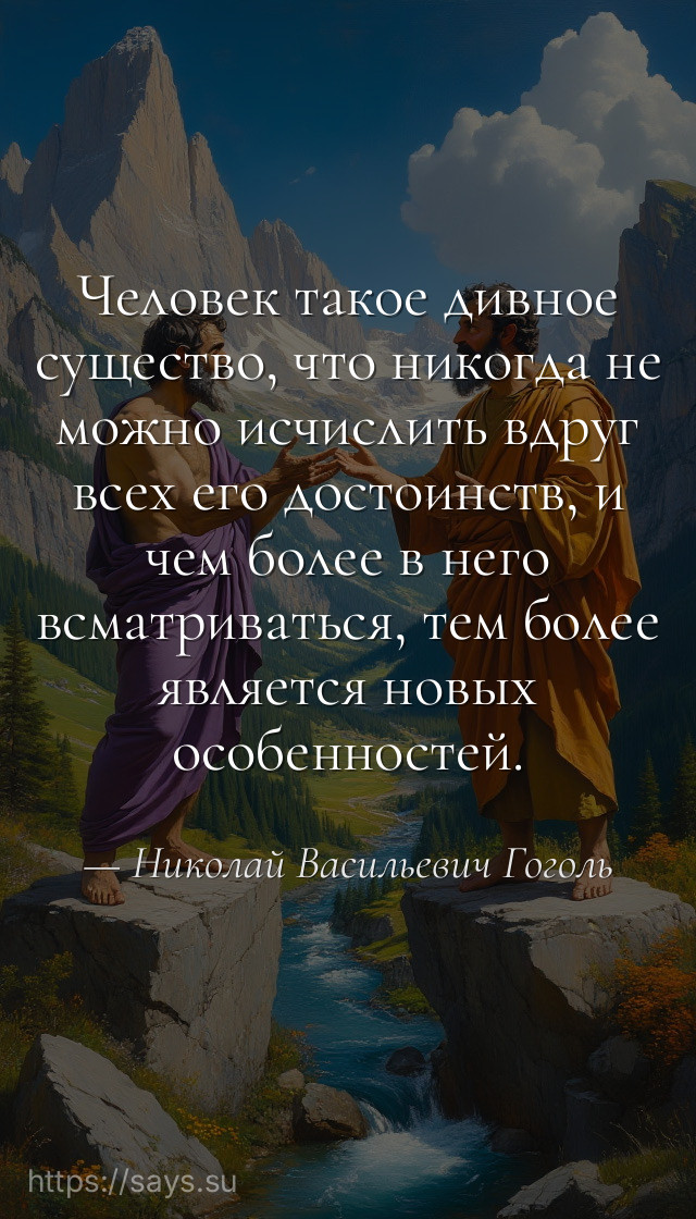 Человек такое дивное существо, что никогда не можно исчислить вдруг всех его достоинств, и чем более в него всматриваться, тем более является новых особенностей.