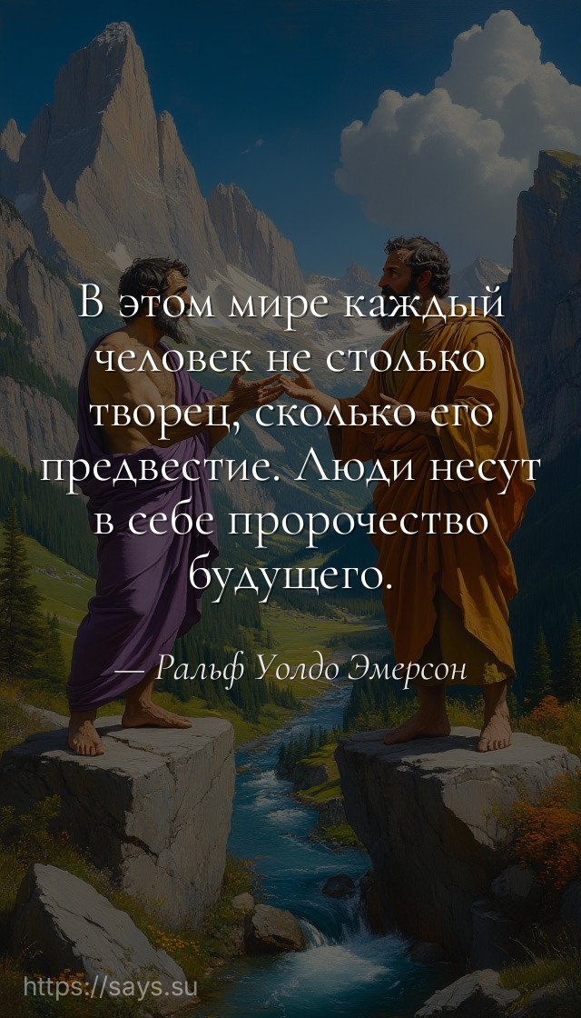 В этом мире каждый человек не столько творец, сколько его предвестие. Люди несут в себе пророчество будущего.
