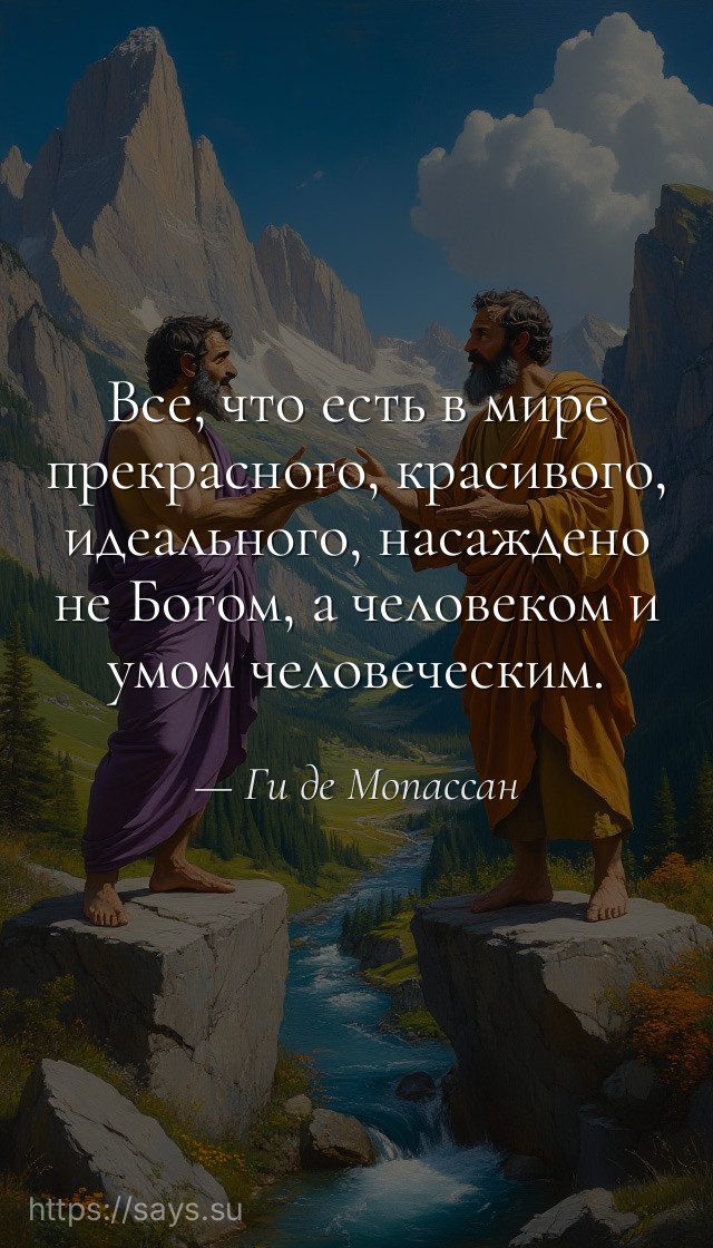 Все, что есть в мире прекрасного, красивого, идеального, насаждено не Богом, а человеком и умом человеческим.