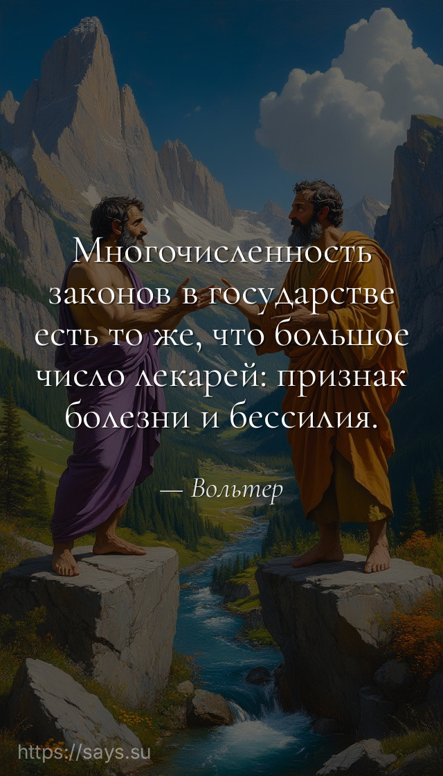 Многочисленность законов в государстве есть то же, что большое число лекарей: признак болезни и бессилия.