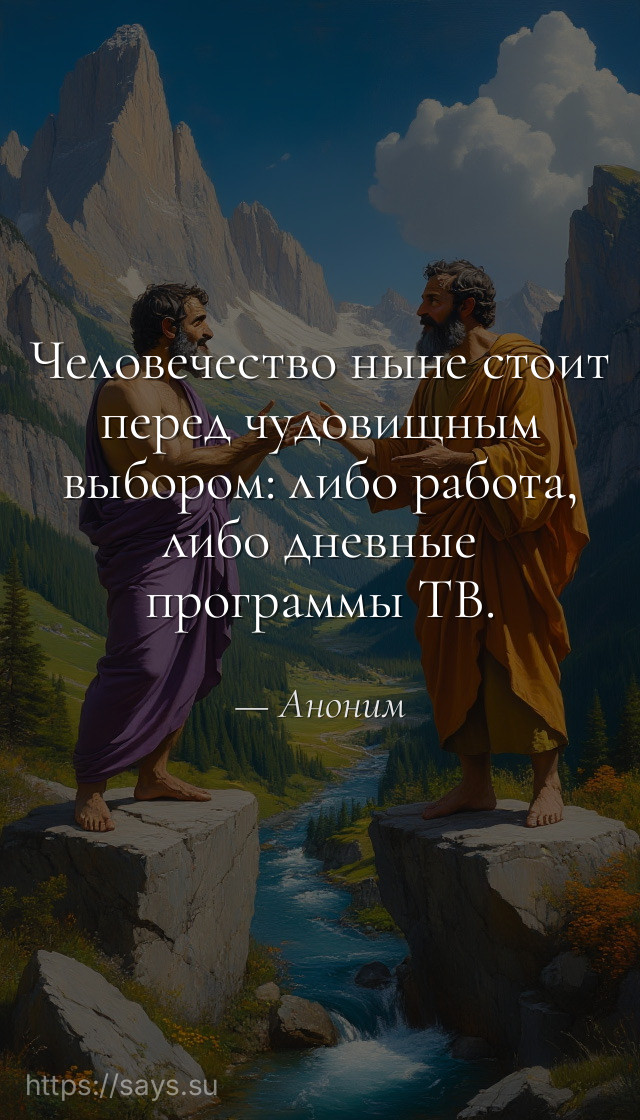Человечество ныне стоит перед чудовищным выбором: либо работа, либо дневные программы ТВ.