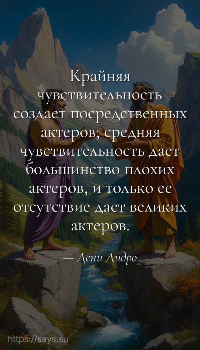 Крайняя чувствительность создает посредственных актеров; средняя чувствительность дает большинство плохих актеров, и только ее отсутствие дает великих актеров.
