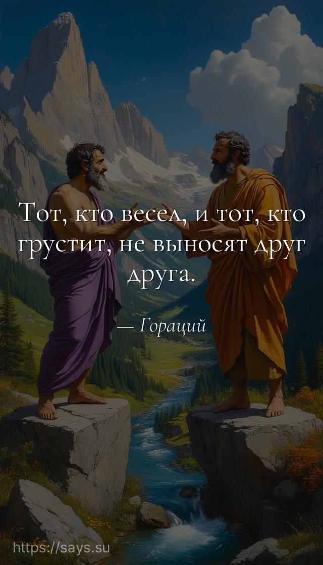 Тот, кто весел, и тот, кто грустит, не выносят друг друга.