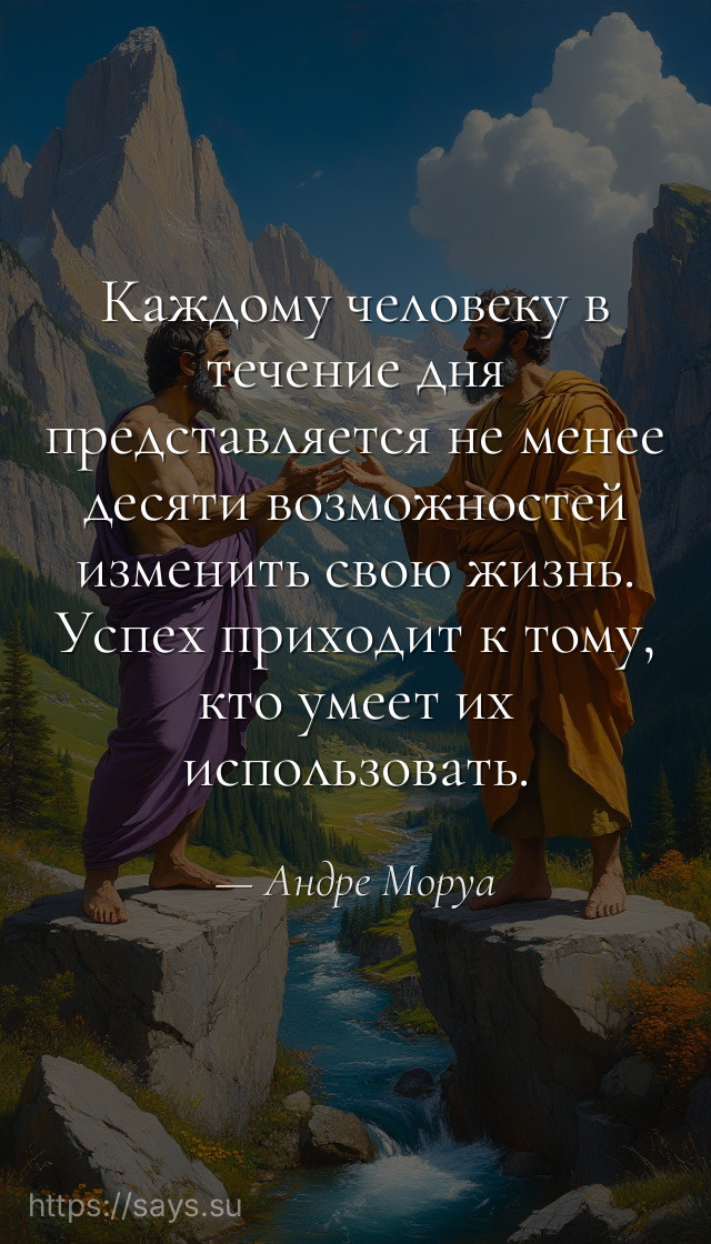 Каждому человеку в течение дня представляется не менее десяти возможностей изменить свою жизнь. Успех приходит к тому, кто умеет их использовать.