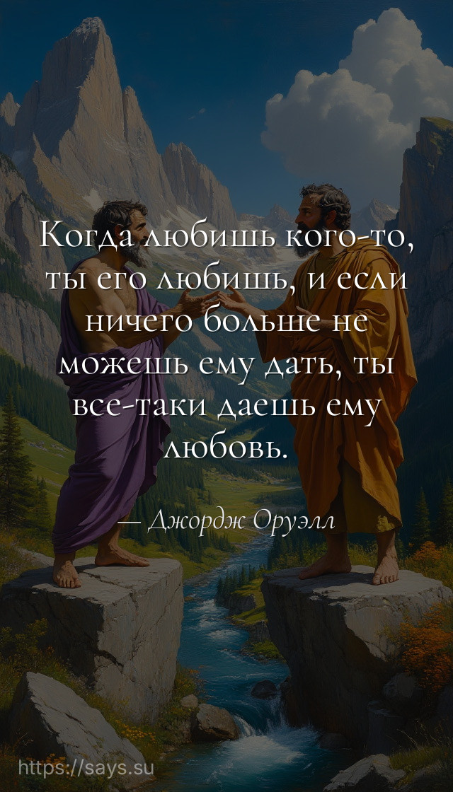 Когда любишь кого-то, ты его любишь, и если ничего больше не можешь ему дать, ты все-таки даешь ему любовь.