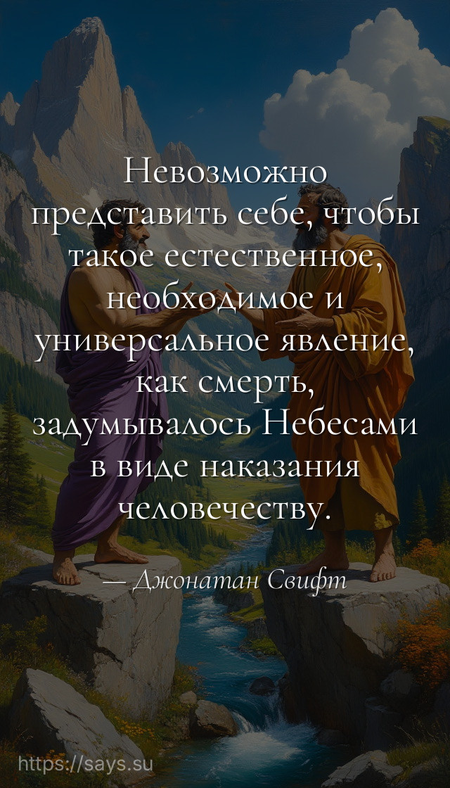 Невозможно представить себе, чтобы такое естественное, необходимое и универсальное явление, как смерть, задумывалось Небесами в виде наказания человечеству.