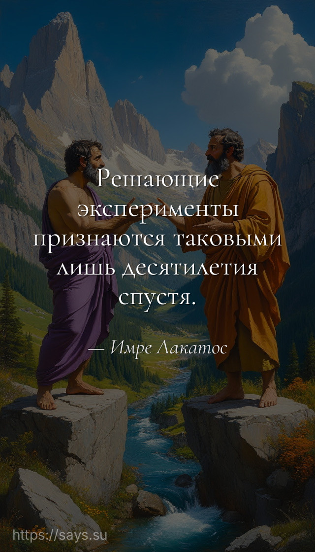 Решающие эксперименты признаются таковыми лишь десятилетия спустя.