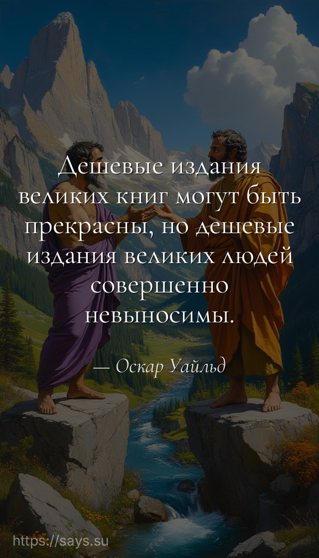 Дешевые издания великих книг могут быть прекрасны, но дешевые издания великих людей совершенно невыносимы.