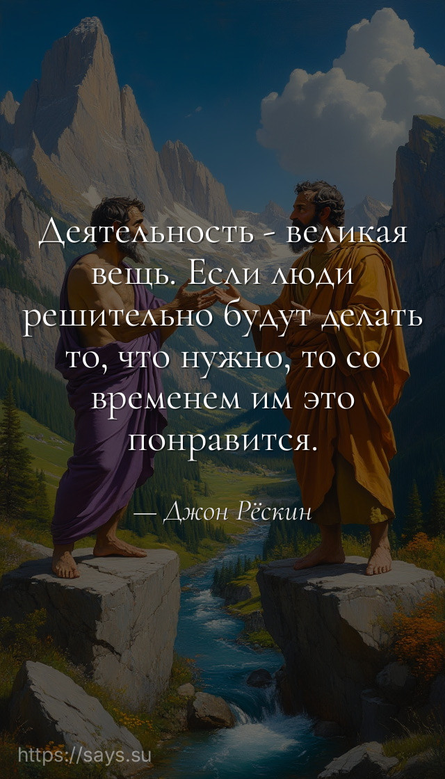 Деятельность - великая вещь. Если люди решительно будут делать то, что нужно, то со временем им это понравится.