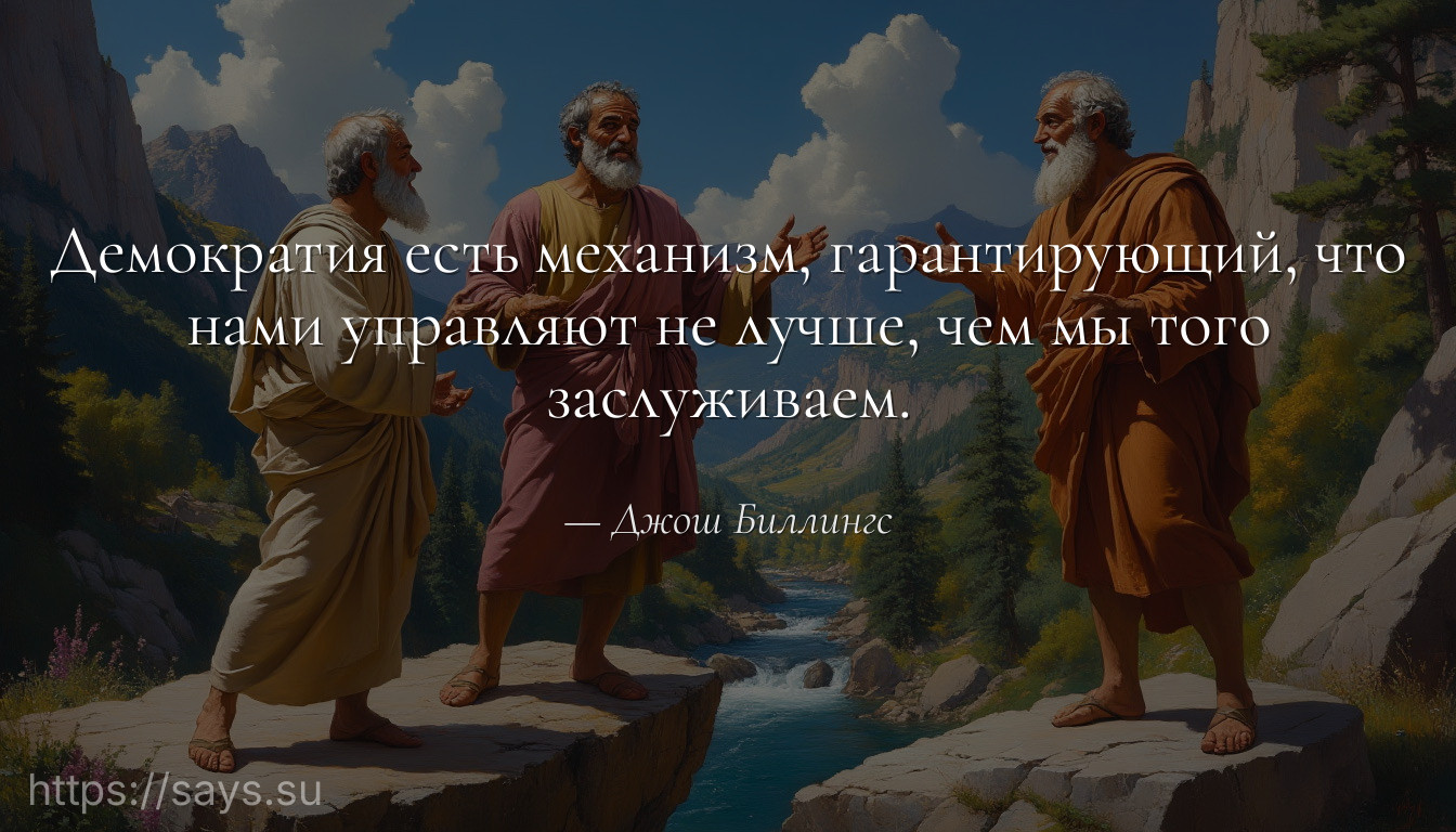 Демократия есть механизм, гарантирующий, что нами управляют не лучше, чем мы того заслуживаем.