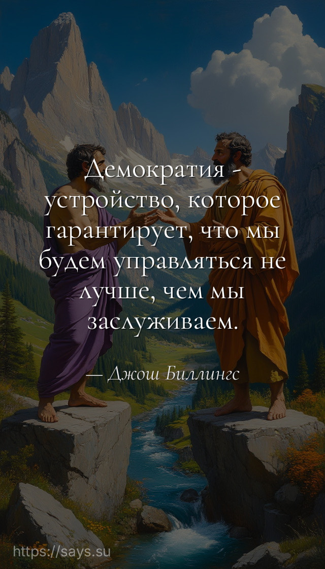 Демократия - устройство, которое гарантирует, что мы будем управляться не лучше, чем мы заслуживаем.
