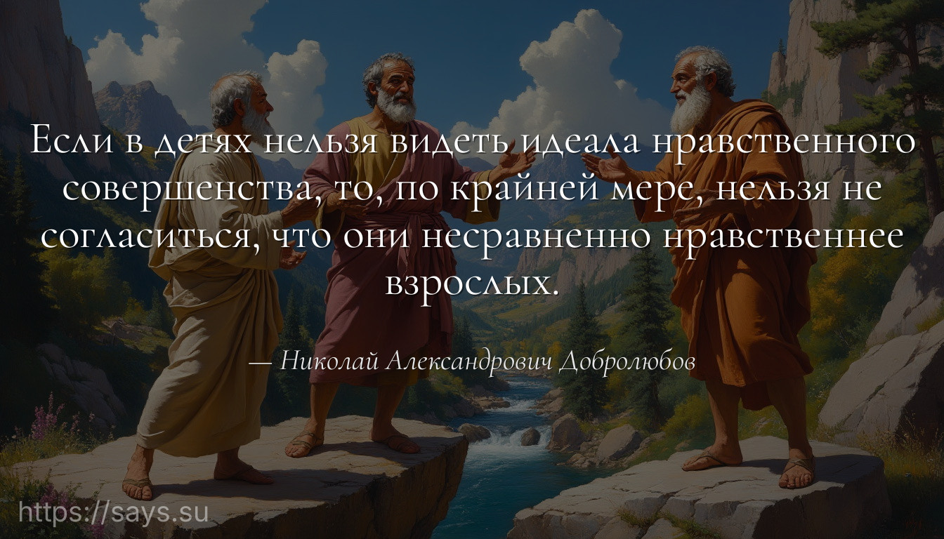 Если в детях нельзя видеть идеала нравственного совершенства, то, по крайней мере, нельзя не согласиться, что они несравненно нравственнее взрослых.