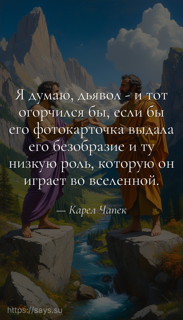 Я думаю, дьявол - и тот огорчился бы, если бы его фотокарточка выдала его безобразие и ту низкую роль, которую он играет во вселенной.