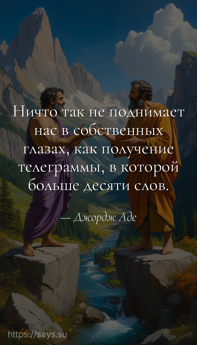 Ничто так не поднимает нас в собственных глазах, как получение телеграммы, в которой больше десяти слов.