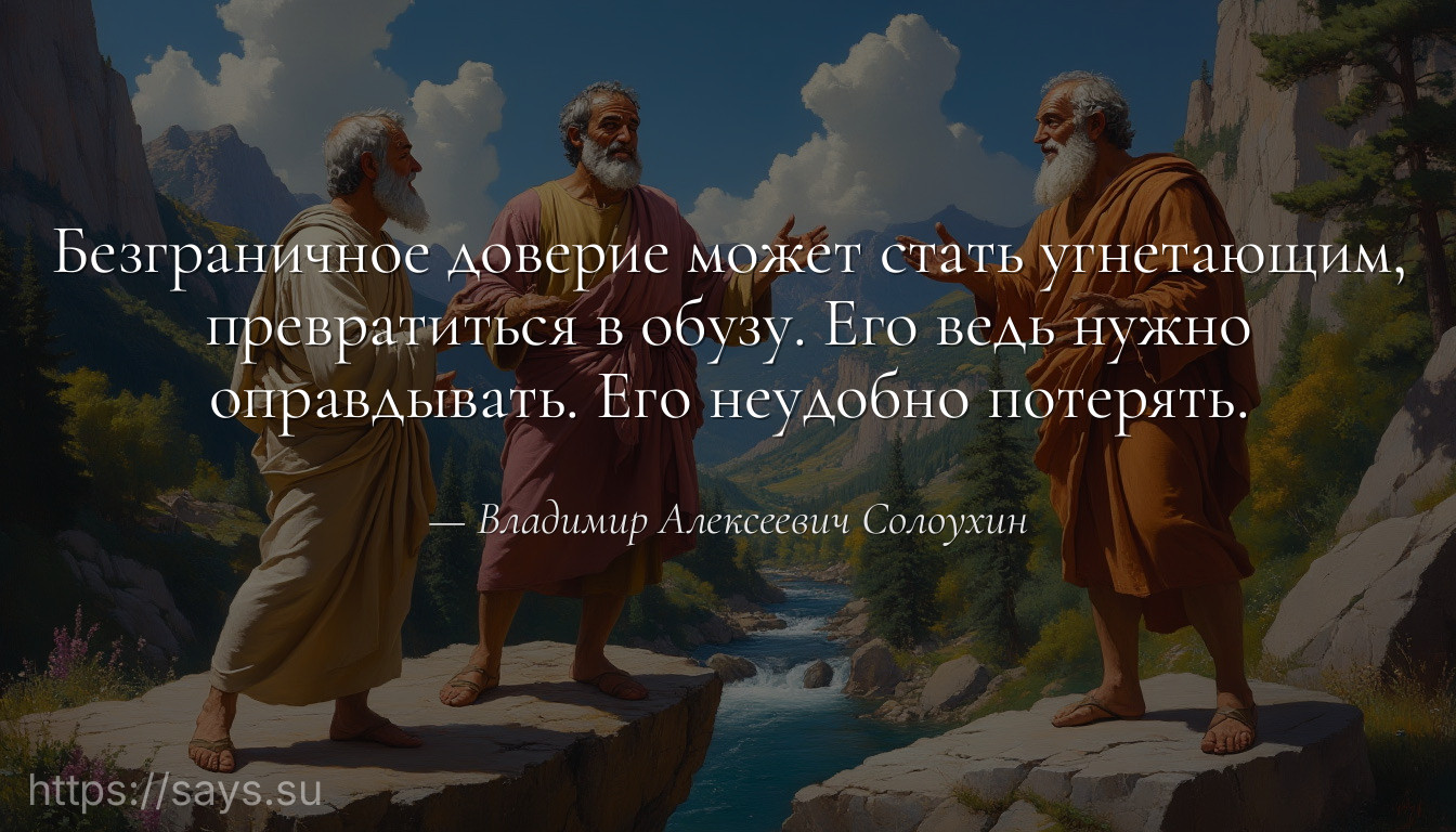 Безграничное доверие может стать угнетающим, превратиться в обузу. Его ведь нужно оправдывать. Его неудобно потерять.
