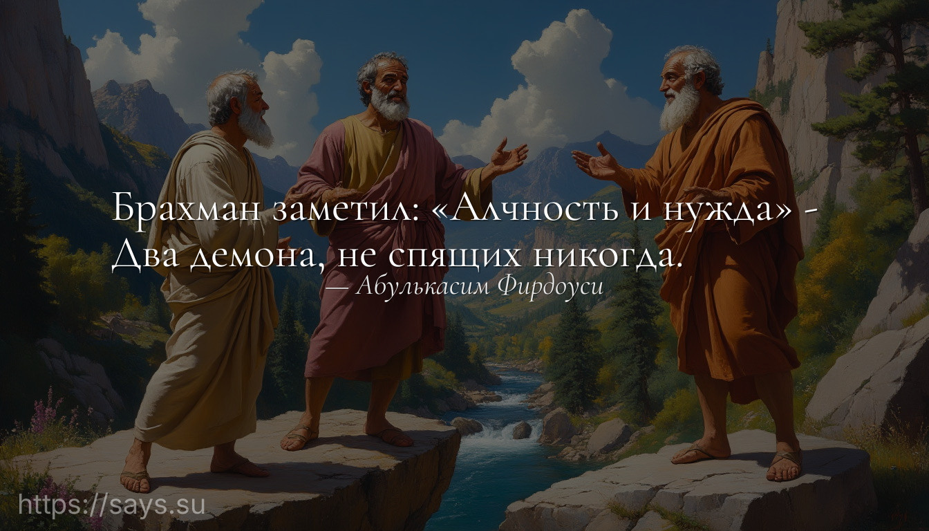 Брахман заметил: «Алчность и нужда» -<br />Два демона, не спящих никогда.
