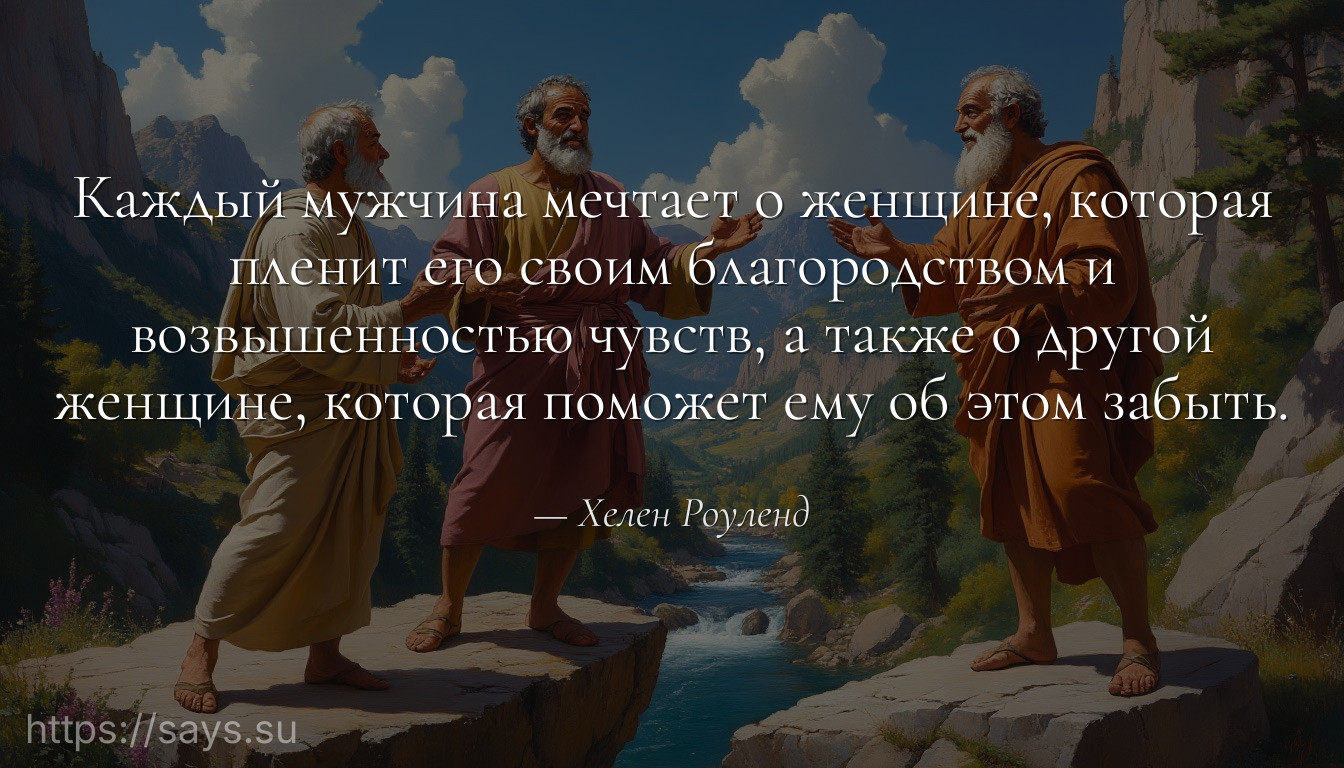 Каждый мужчина мечтает о женщине, которая пленит его своим благородством и возвышенностью чувств, а также о другой женщине, которая поможет ему об этом забыть.