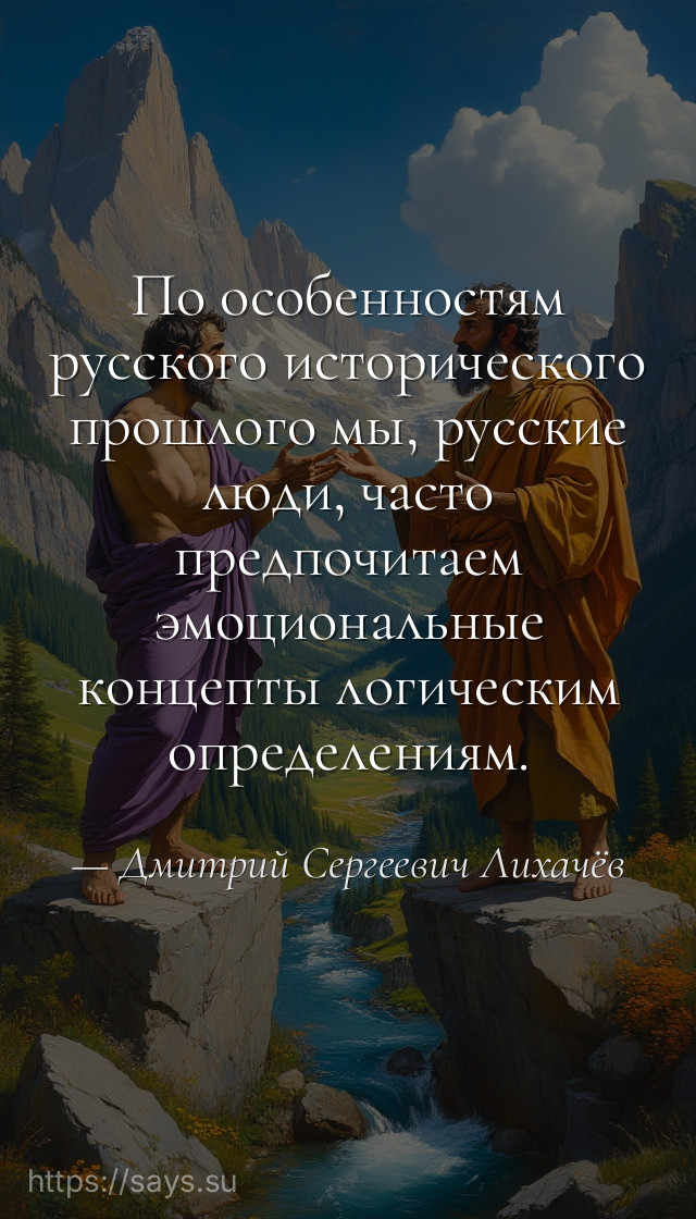 По особенностям русского исторического прошлого мы, русские люди, часто предпочитаем эмоциональные концепты логическим определениям.