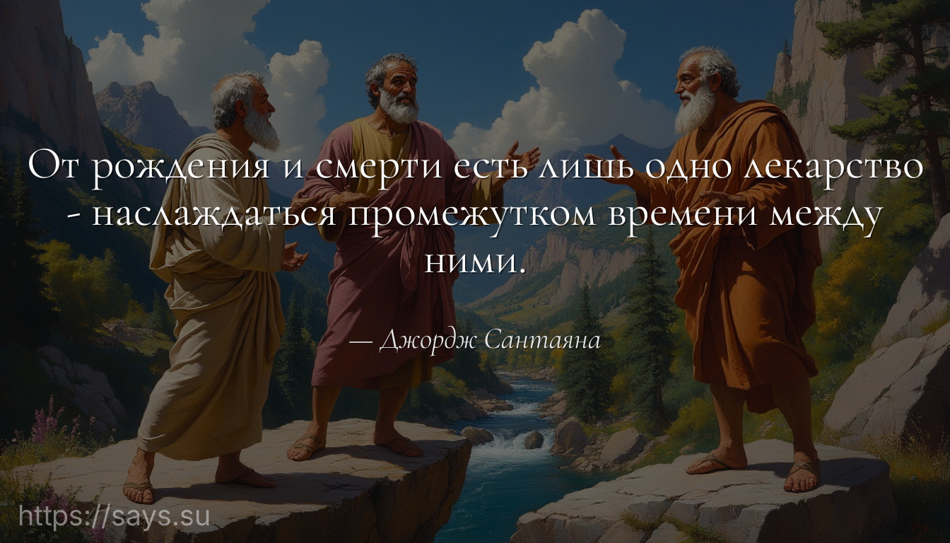 От рождения и смерти есть лишь одно лекарство - наслаждаться промежутком времени между ними.