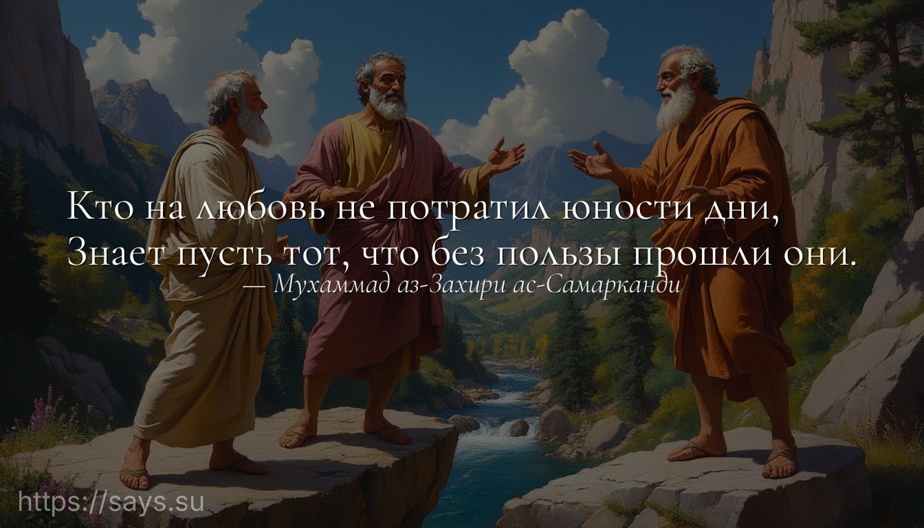 Кто на любовь не потратил юности дни, <br />Знает пусть тот, что без пользы прошли они.
