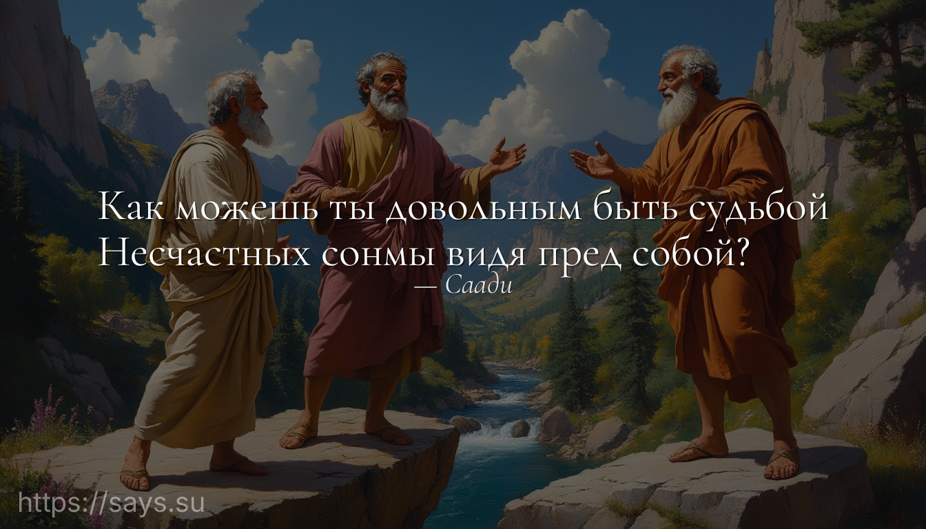 Как можешь ты довольным быть судьбой<br />Несчастных сонмы видя пред собой?