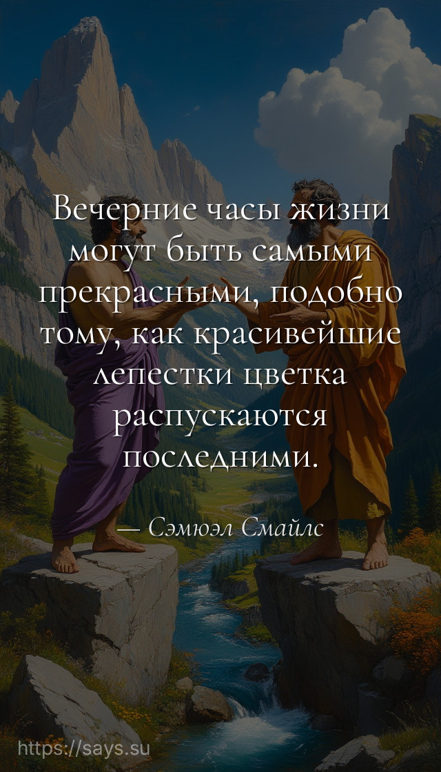Вечерние часы жизни могут быть самыми прекрасными, подобно тому, как красивейшие лепестки цветка распускаются последними.